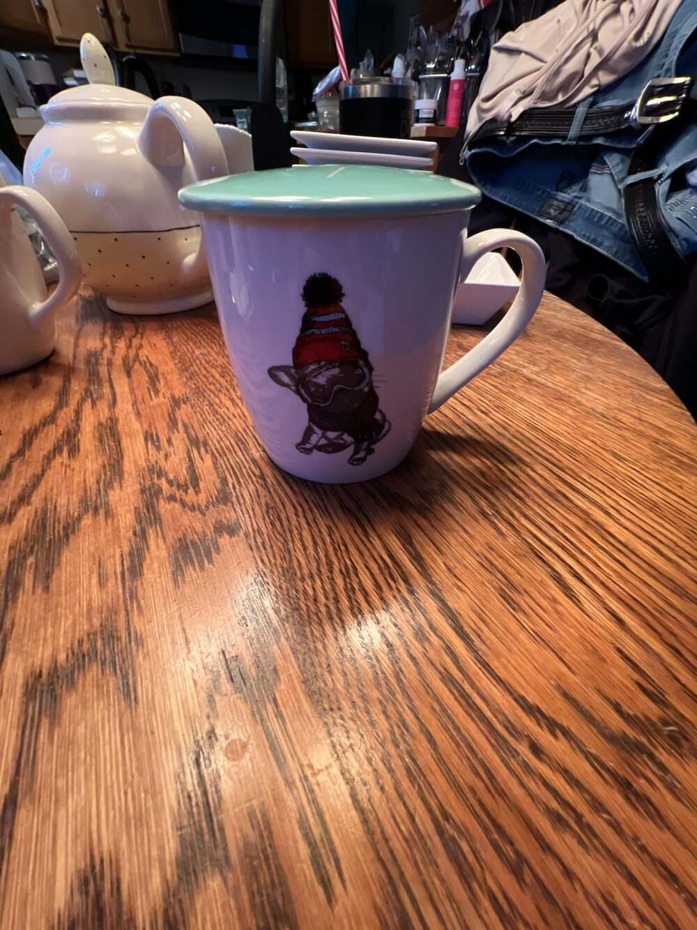 Coco + Lola French Bulldog Winter Mug with Lid